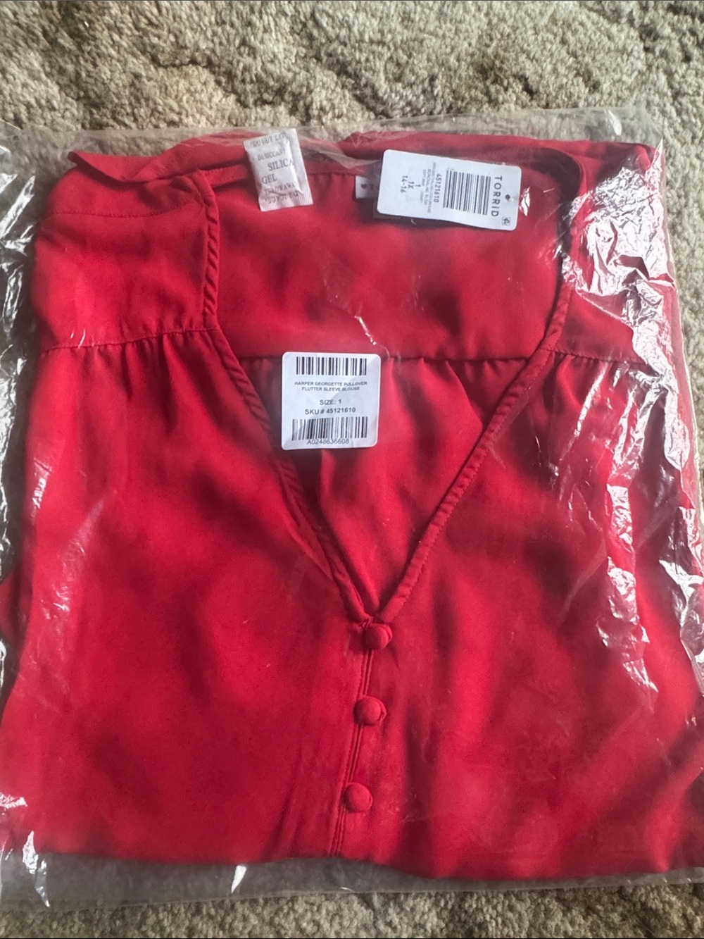 torrid Red V-Neck Button Front Blouse